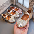 Girls'  spring new bowknot soft sole princess leather shoes for mid-to-large children - wholesale magic tape closure kids' shoes (direct from manufacturer)
