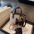 Trendy plaid bucket bag for women - new 2025 spring collection, unique design, commute-friendly small bag, vintage-inspired artistic crossbody bag