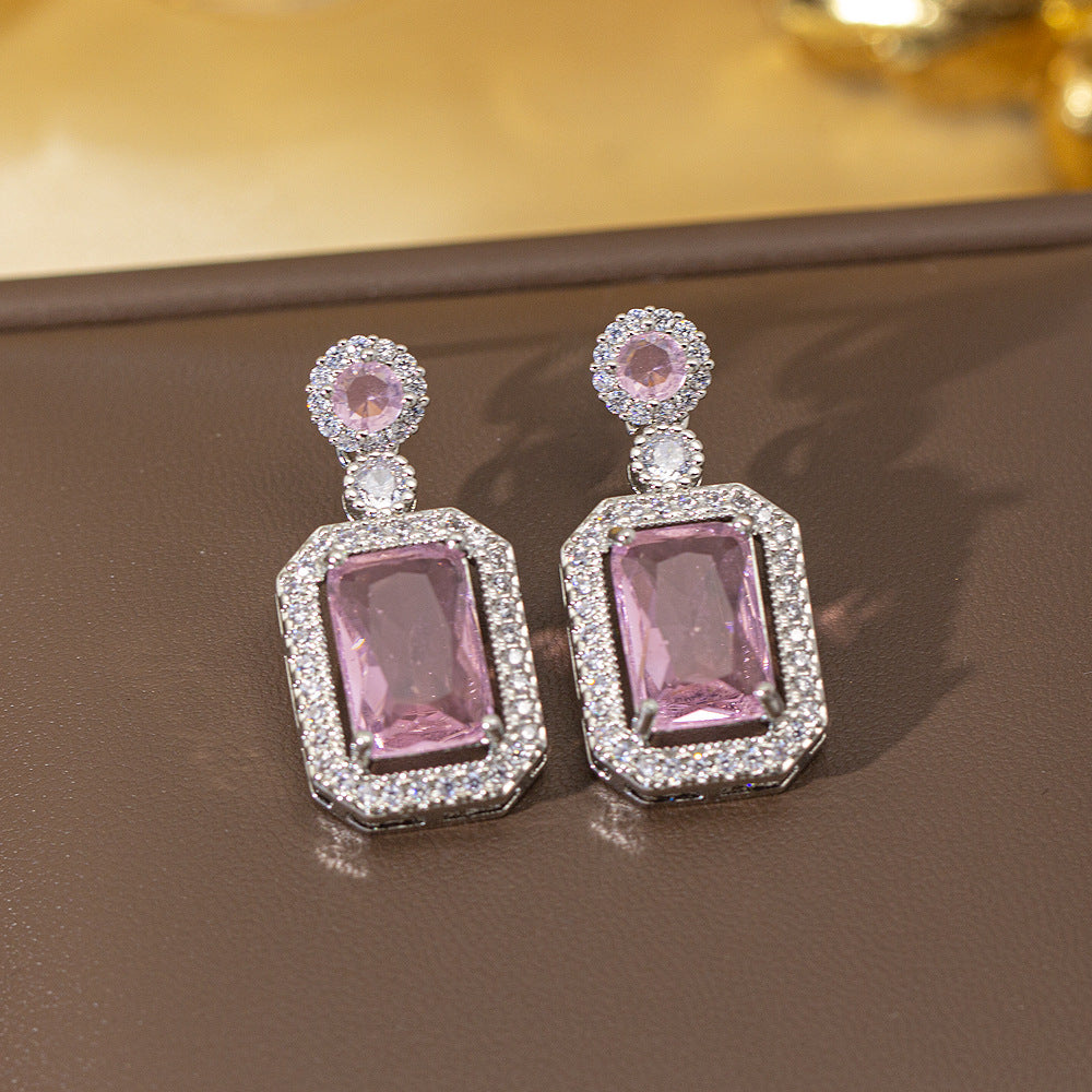 fashion elegant four-leaf clover earrings personalized zircon flower classy earrings niche styleaccessible luxurynew arrival earrings
