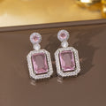 Er-28 silver pink zirconium earrings