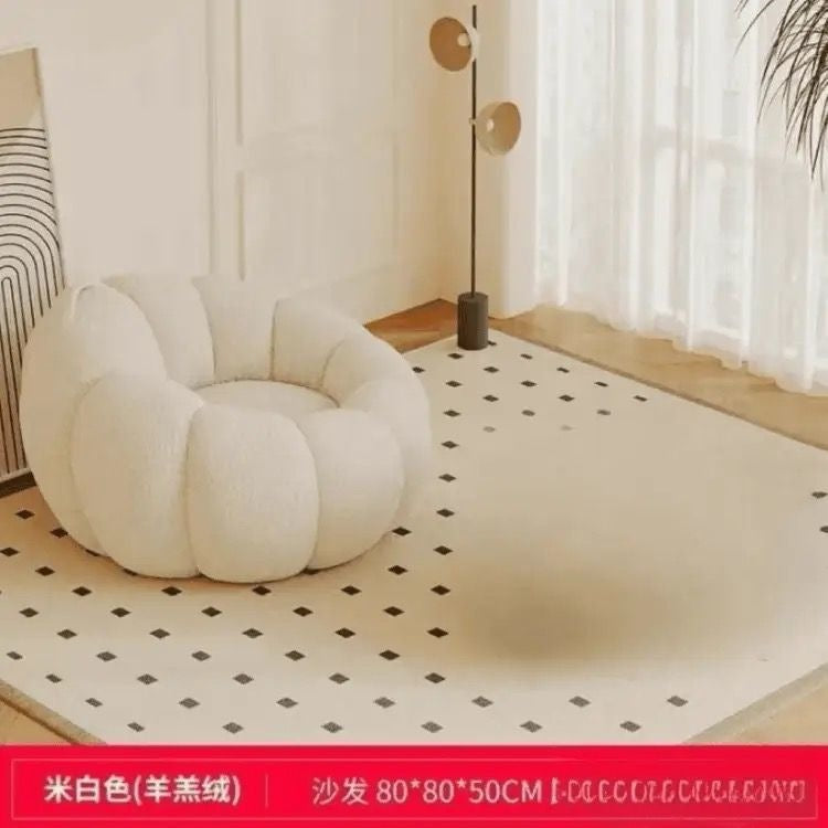 Cream style lazy sofa can lie down and sleep back chair pumpkin single sofa cashmere sofa chair fabric all-in-one