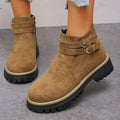 cross-border round toe side zipper martin boots ankle boots chunky heel new autumn/winter plus size women's ankle boots