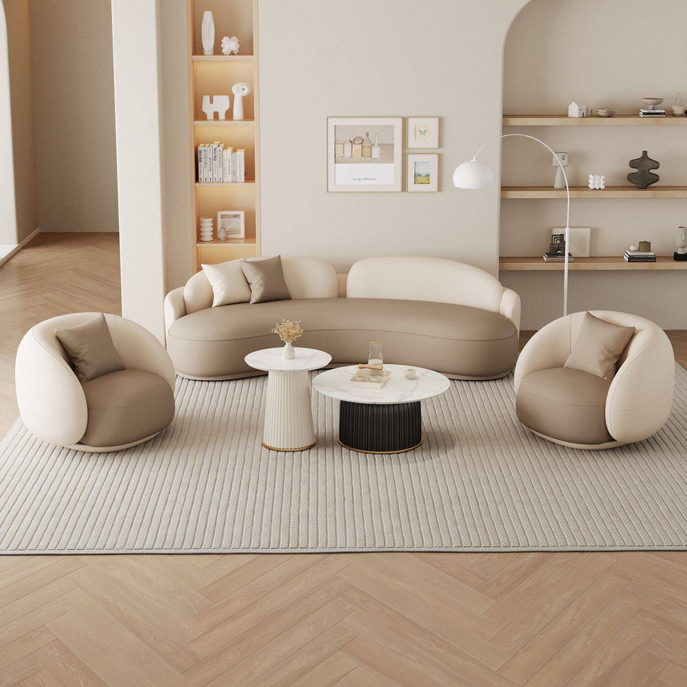 Retro small apartment leather curved sofa popular sales office negotiation accessible luxury technology cloth clothing store reception sofa