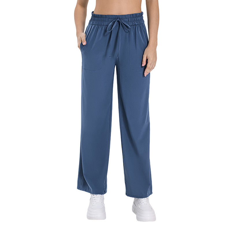 Luxtrenew arrival flesh-covering slimming lookhigh waistcasual sweatpants women's elastic drawstring waiststraight-leg pants dss077