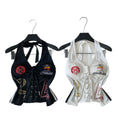 American retro letter print tie-up halter tank top - women's summer versatile slim-fit sleeveless top ( collection)