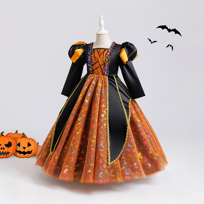 European and american style cross-border boutique: girls' dark academia halloween queen costume dress