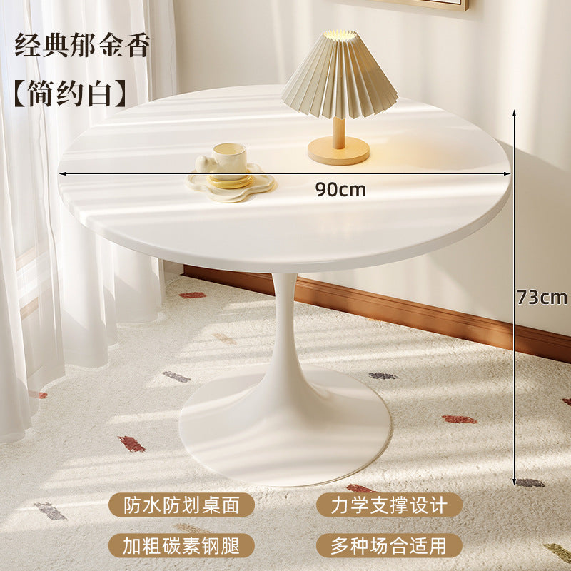 Small apartment dining table, home balcony table, tulip round table, suitable for bubble tea shops, negotiation table, restaurant small round table