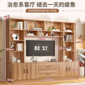 Solid wood tv cabinet all-in-one small apartment background wall living room wall cabinet multi-functional storage storage cabinet high cabinet against the wall