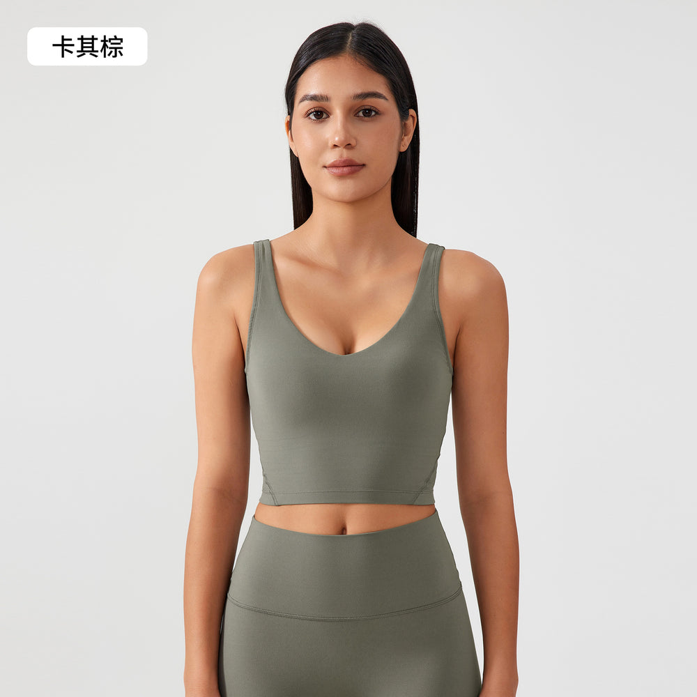 Fixed breast pad vest style sports bra naked shaping yoga intimatesu-shaped back fitness topsag001