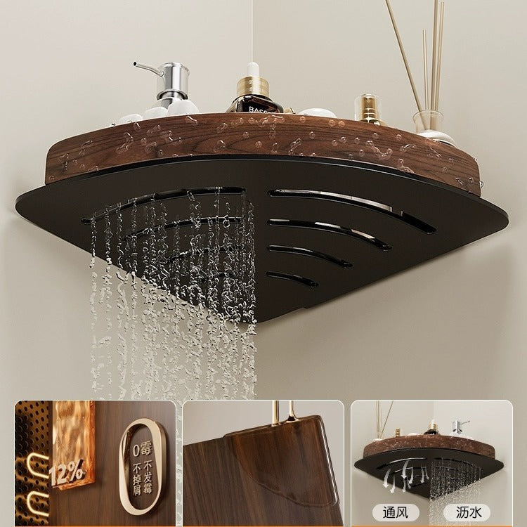 Walnut toilet rack bathroom wall tripod toilet storage basket no punching bath corner rack