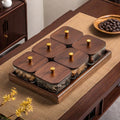 6-compartment [hammered glass] glass dish + walnut wood tray + lid