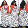 African women's clothing  european and american foreign trade plus size  socialite style high waist printed letter dress