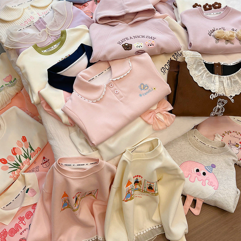 【sweatshirt collection】girls' sweatshirt - new spring/autumn cartoon long sleeve fashionable and stylish casual top for little girls