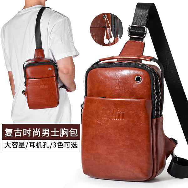 Wholesale breast bag men's 2023 new men's messenger bag outdoor sports backpack European and American trend shoulder bag men's bag