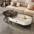 Slate oval coffee table for home living roomaccessible luxury moderncasual small apartment tea table 2024new arrival combination