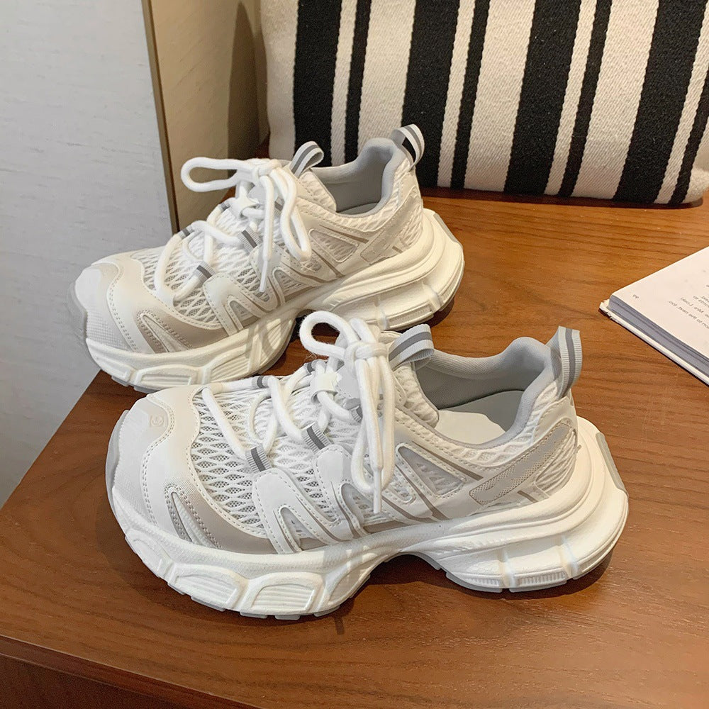 Mesh breathable trendy chunky platform sneakers for women - 2026 summer new arrival, comfortable niche design, street style athletic shoes