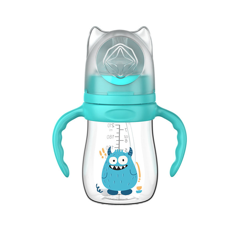 English boxed baby bottle anti-drop and leak-proof wide diameter pp bottle with handle anti-choking and anti-flatulence bottle wholesale