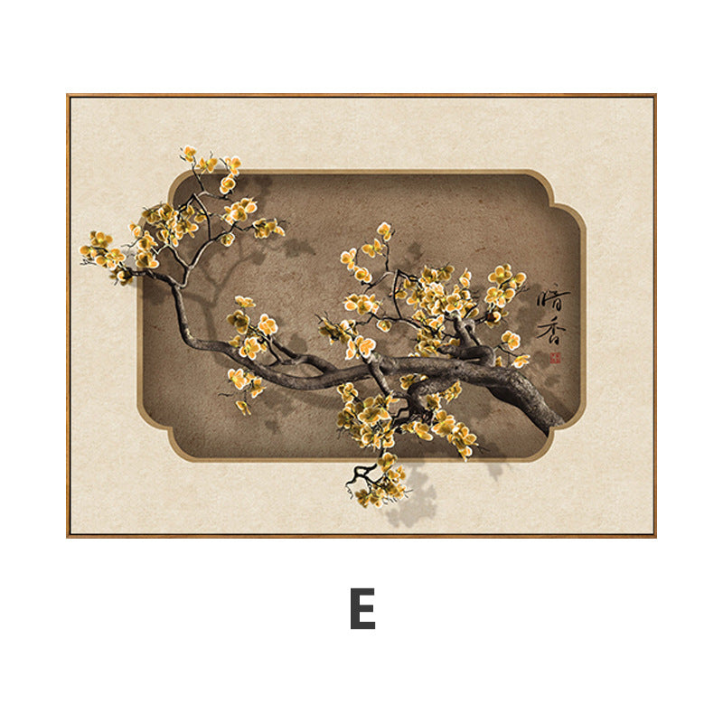 Dark fragrant plum blossom new Chinese meter box decorative painting free punching push-pull distribution box blocking weak electric box restaurant hanging painting