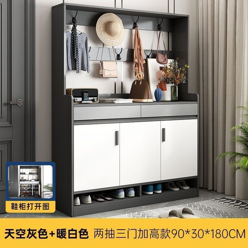Shoe cabinet door for home storage cabinet entrance counter cabinet entrance large capacity storage cabinet shoe rack with high clothes hanger