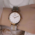 Anima red rhinestone steel band diamond-accented waterproof women's watch - luxury fashion quartz wristwatch with butterfly clasp