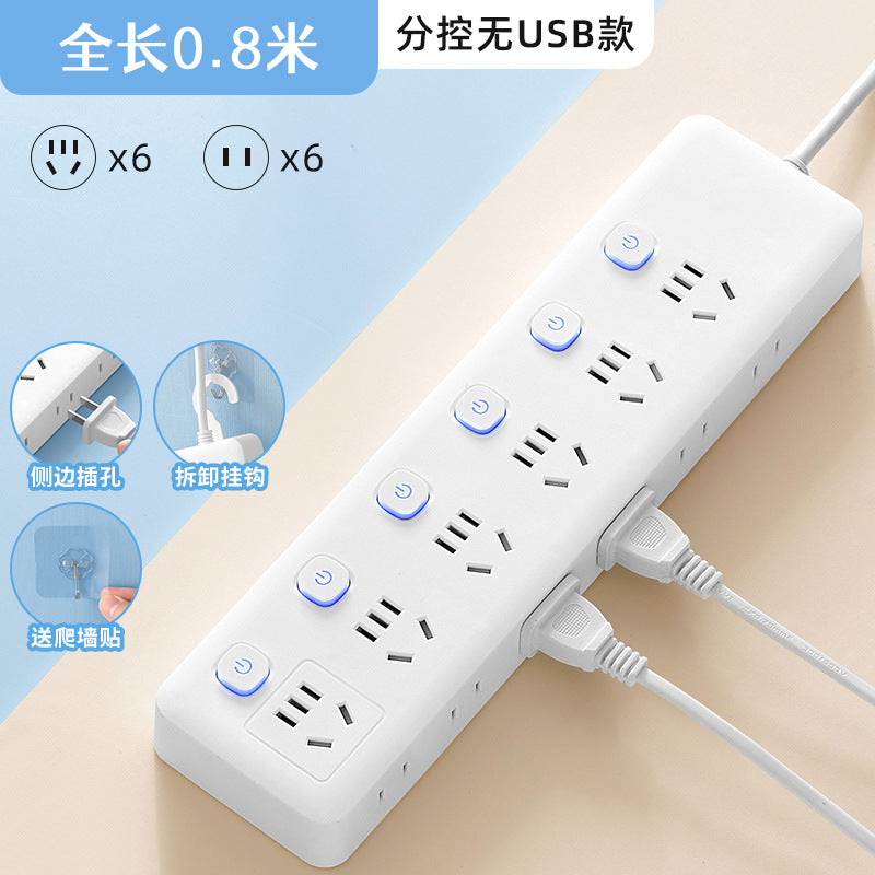 Smart power strip with 3 usb ports, multi-outlet power strip panel, multifunctional multi-outlet power strip, household power strip with cord