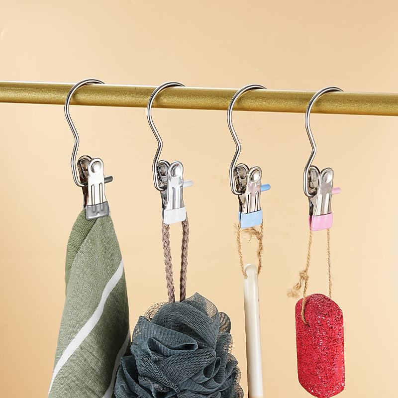 Stainless steel seamless clip with hook clip Multifunctional clip Hat storage clip Pants pantyhose clip Drying socks clip