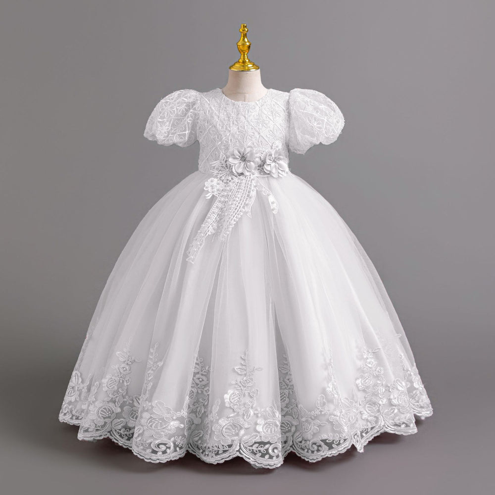 Wholesale foreign trade long dress children's formal gown puff sleeve lace princess dress girls' party dress girl dress