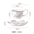 Hand-painted lavender coffee cup and saucer, ceramic tableware, fresh and delicate afternoon tea latte art cup, rustic countryside style mug