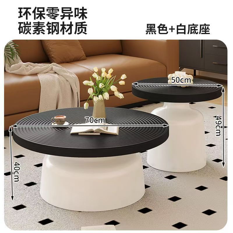 Round coffee table living room  new home light luxury high-end carbon steel small coffee table modern minimalist small apartment