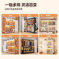 Thickened shelf all steel wardrobe wardrobe open simple bedroom walk-in closet floor hanging clothes rack butterfly hole clothes rack