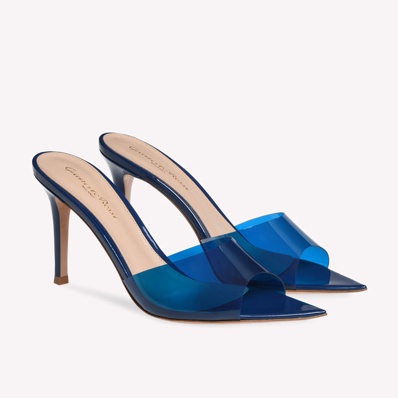 2026 new transparent open-toe high heel slippers pointed toe stiletto slip-on mules fashionable outdoor wear european and american style customizable
