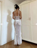 fashion new arrival women's v necklacepatchwork sleeveless waist cut out lace dress