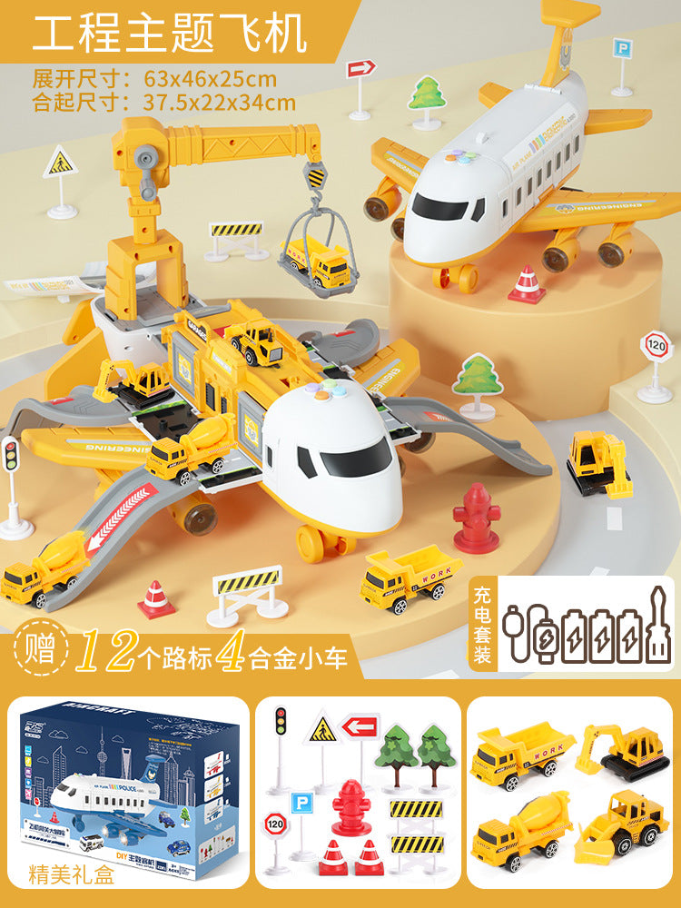 Kids' big airplane toy transforming track set - educational car model for boys, ages 3-6, perfect 4th birthday gift, cross-border e-commerce