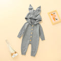Korean style baby romper - autumn cute pom-pom bear knit hooded bodysuit (036)