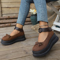 autumn new arrival: retro bowknot platform mary janes - women's chunky sole height increasing loafers wholesale