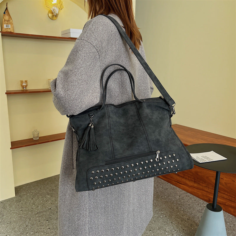 Simple casual messenger bag 2025 autumn new bag women's retro trend tote bag foreign style fashion shoulder bag