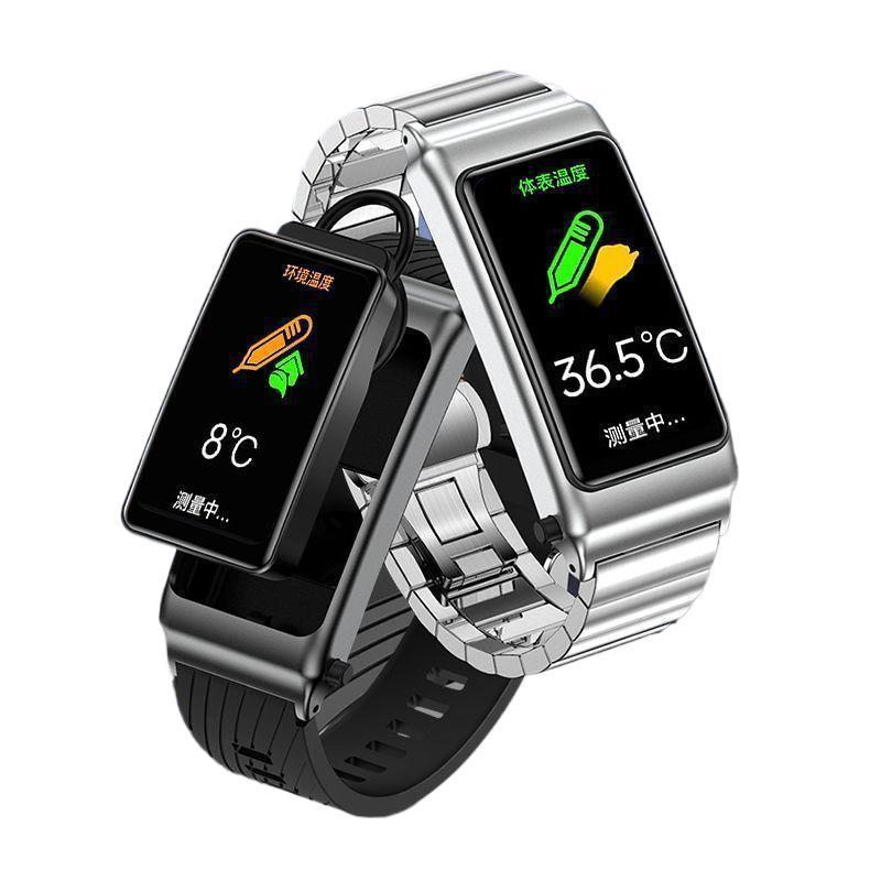 High-definition large screen, call and text-enabled smart bracelet with 2-in-1 earphones, heart rate and blood glucose monitoring, bluetooth watch with payment capabilities