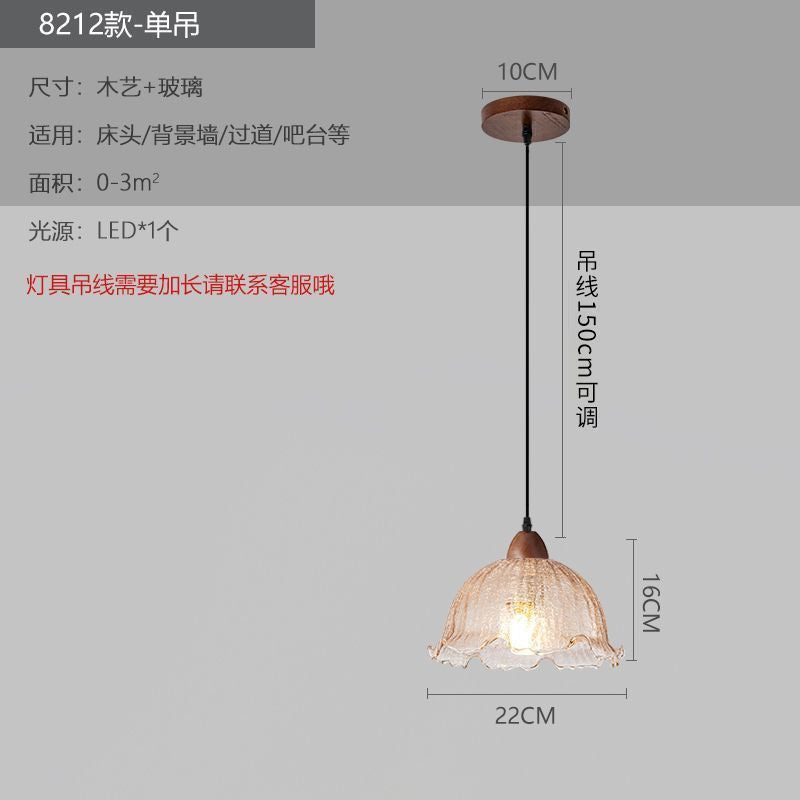 Medieval style lamps bedroom bedside small chandelier bedside table retro restaurant aisle new chinoiserie single head long hanging lamp