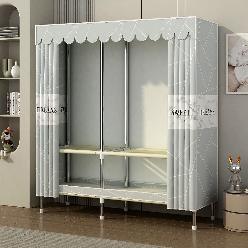 Simple wardrobe assembly steel pipe thickenedthickened home rental bedroom fabric steel frame storage steel pipe wardrobe