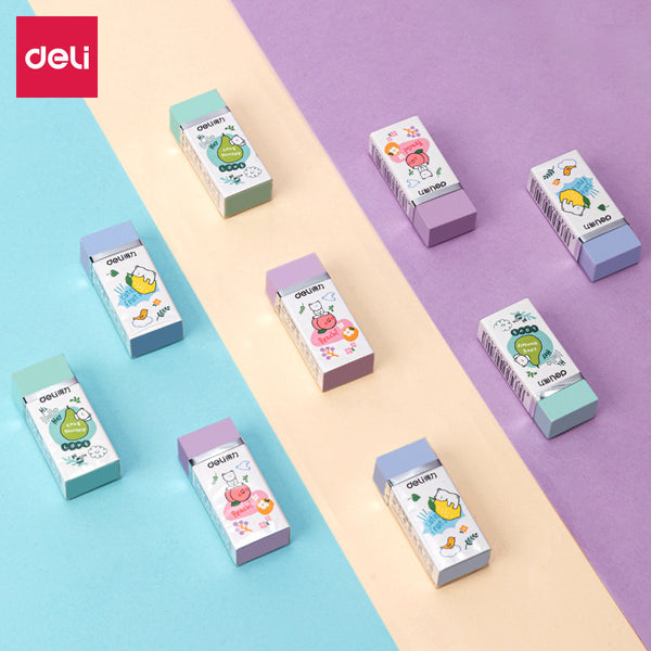 [Hot-selling] Deli 71120 Clean Eraser Cute Creative Writing Wipe Clean Creative Cartoon Wipe Oak