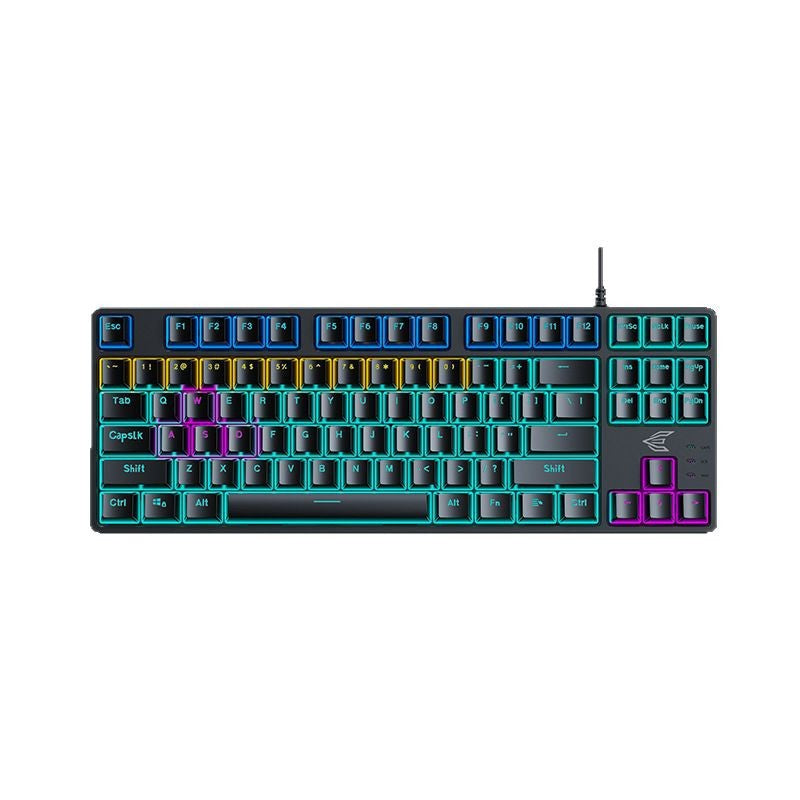 Power e-clan k200 true mechanical keyboard, wired gaming 87-key, esports, business, office, mixed-backlit gaming keyboard, usb