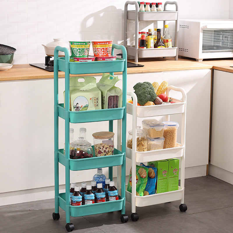 Kitchen storage rack organizer with wheels - multi-tier rolling cart for home use - mobile storage shelf