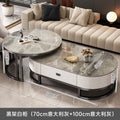 Italian light luxury oval glass coffee table living room home tea table high-end marble combination coffee table set