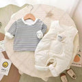 Newborn baby clothes autumn winter cotton-padded rompers overalls thin cotton onesies autumn and winter outing wear for boys and girls