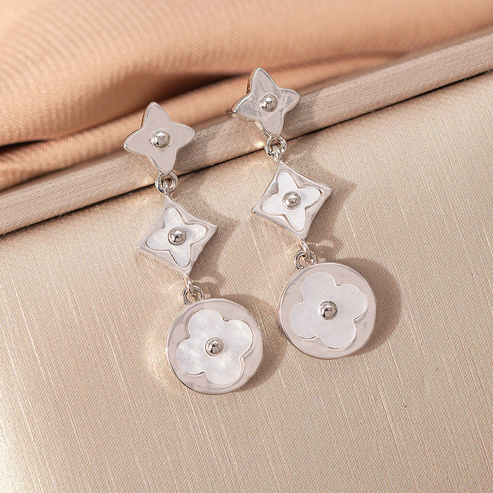 [set] cross-border light luxury four-leaf clover necklace women's earrings bracelet high-end niche fashion exquisite pendant jewelry