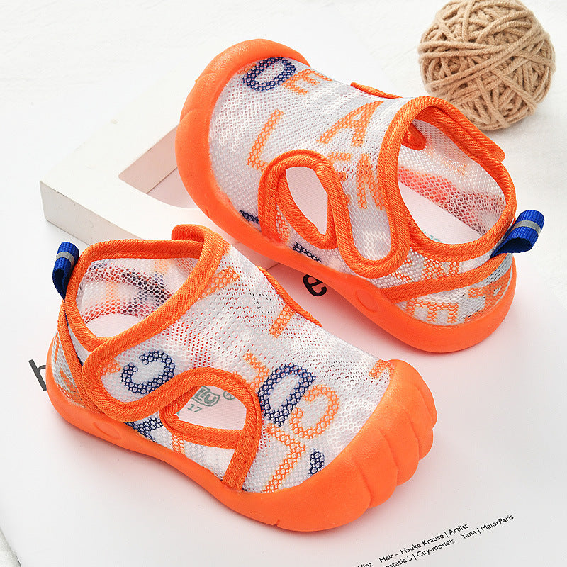 Baby sandals for boys, summer first walker shoes, 0-1-2 years old infant anti-slip soft sole mesh shoes for babies and toddlers, baby girl shoes