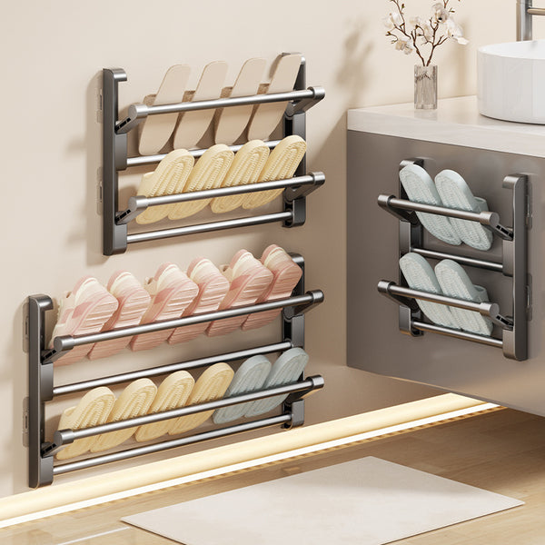 No punching foldable slipper rack No punching bathroom door back shoe rack wall bathroom multi-layer shoe storage rack