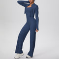 pure color brushed tight tank top wide-leg long three-piece set sports running fitness yoga suit