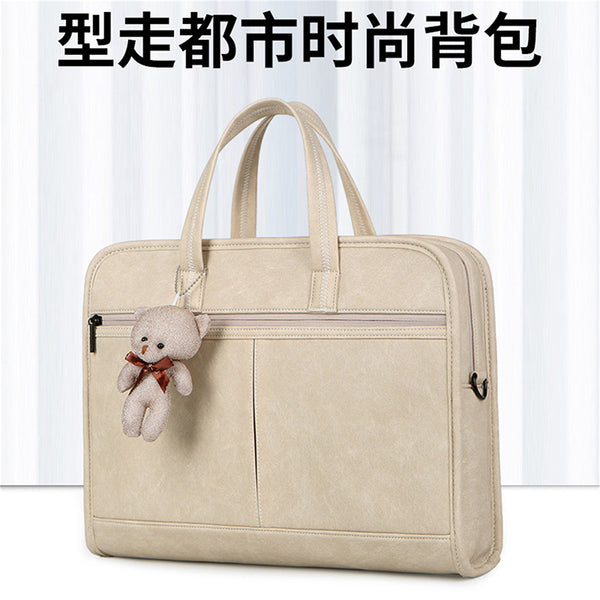 Simple and large-capacity laptop bag Women's  business trip Business briefcase Fashion shoulder messenger commuter bag