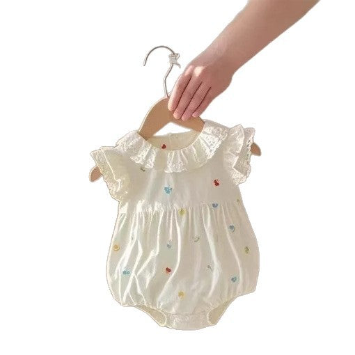 Baby clothes  summer clothing for infants and young children, baby girl's romper, full moon and 100-day western style fashion outing clothes